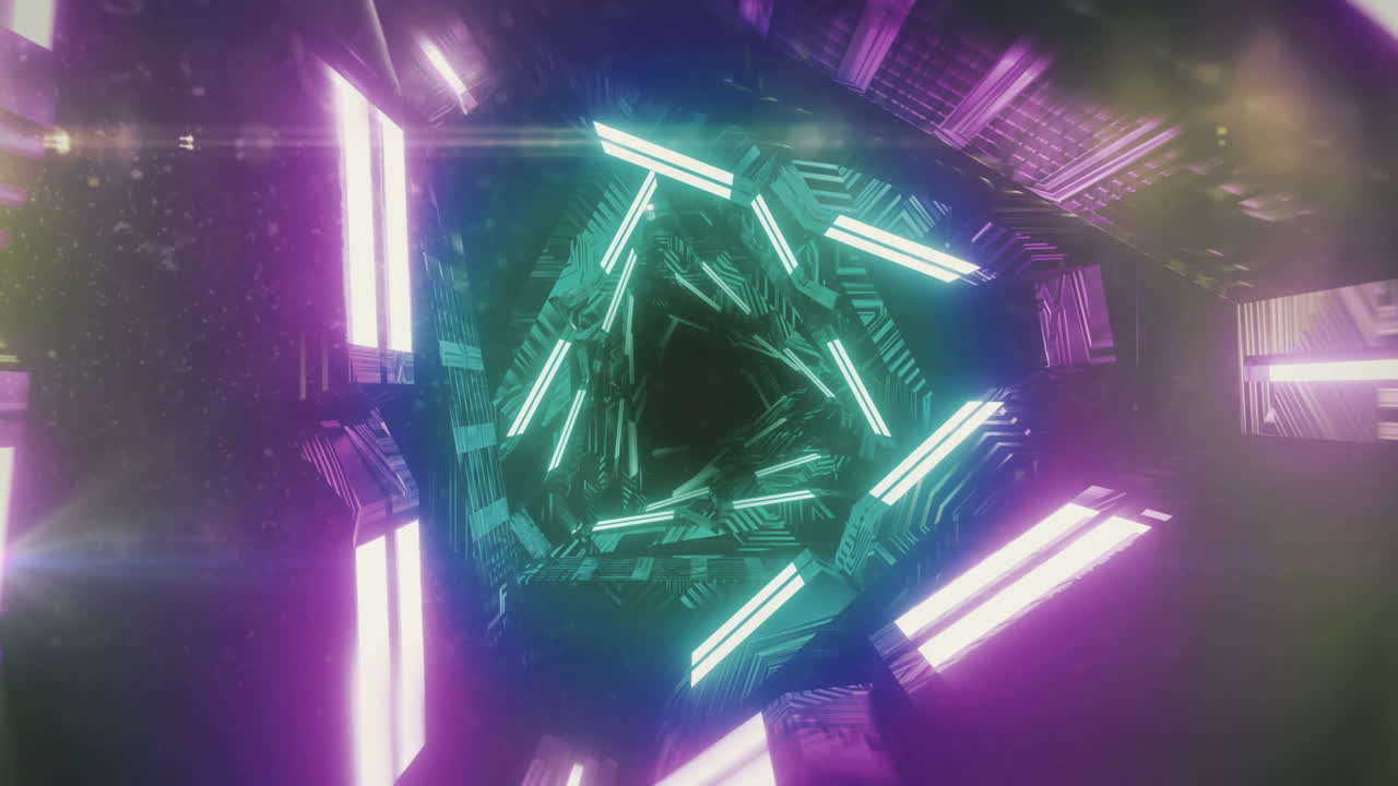 Animation of glowing neon lights moving over black background