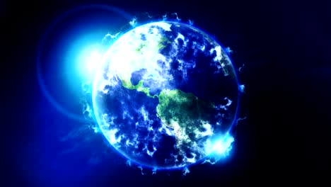 cloud earth in space, business symbol, blue loop animation,