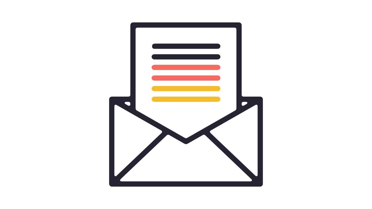 Email Newsletter Line Icon Animation with Alpha