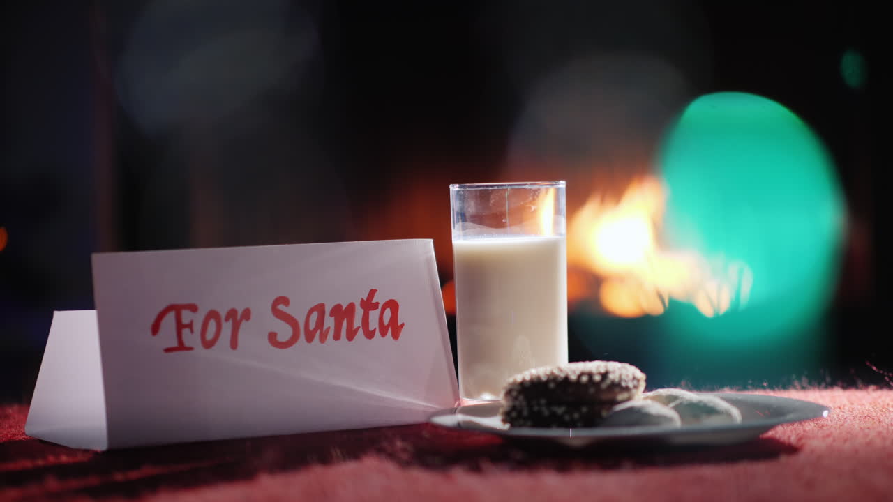 쿠키와 우유가 있는 접시 - 산타클로스를 위한 대접