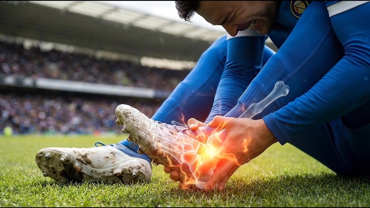 Soccer Player Suffering From Ankle Injury on Field