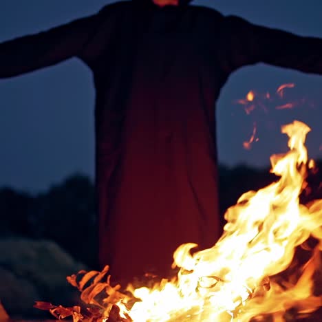 angry witch near the fire