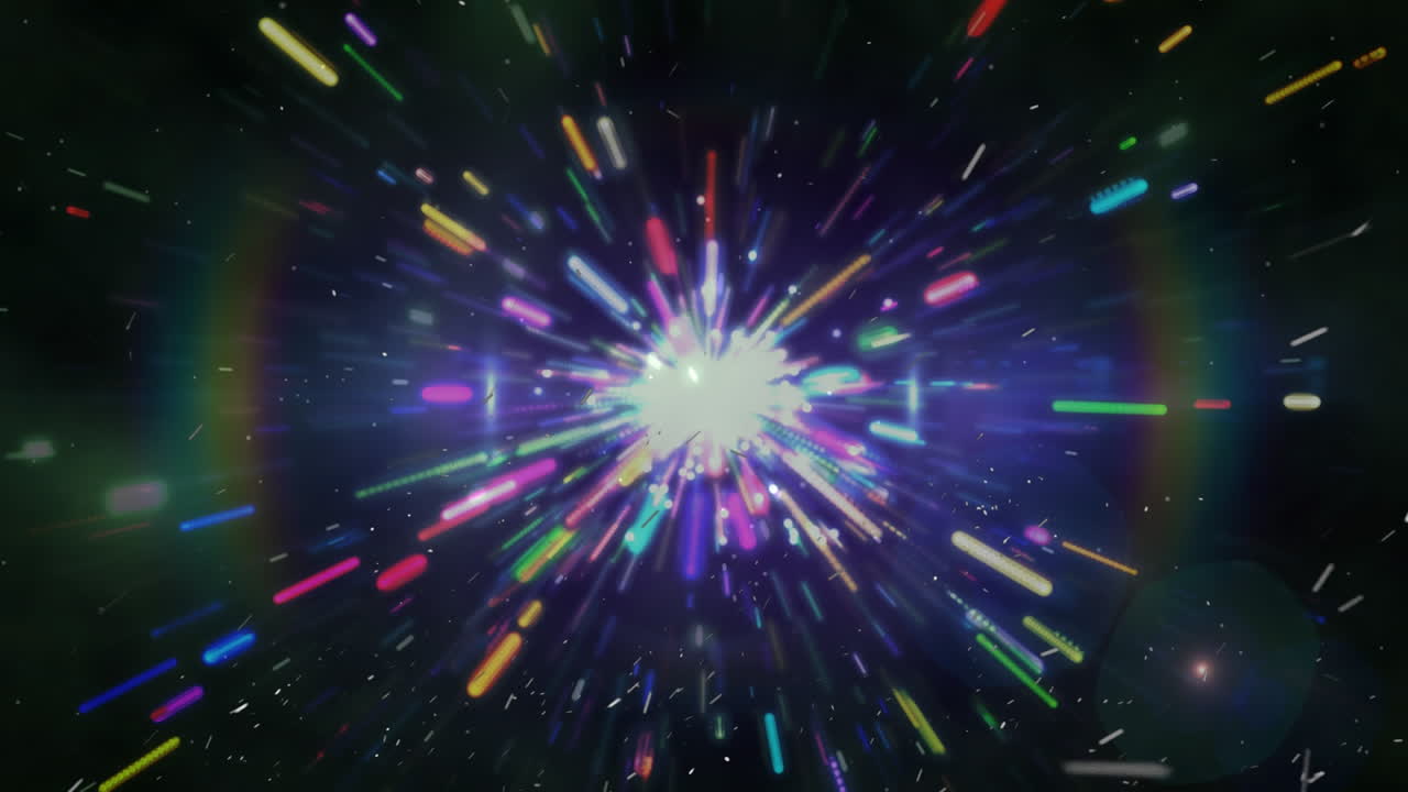 다채로운 배경에 빛 폭발의 애니메이션