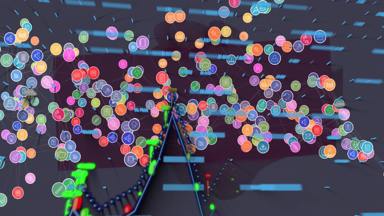 연결과 모양의 네트워크를 통해 데이터 처리의 애니메이션