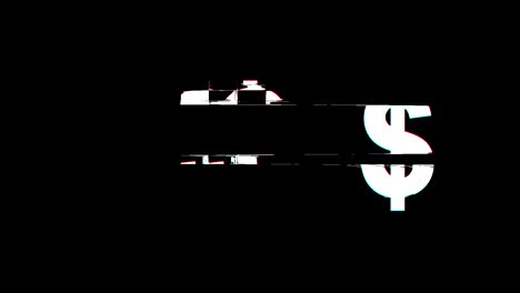 $ doller glitch effect text digital tv distortion 4k loop animation