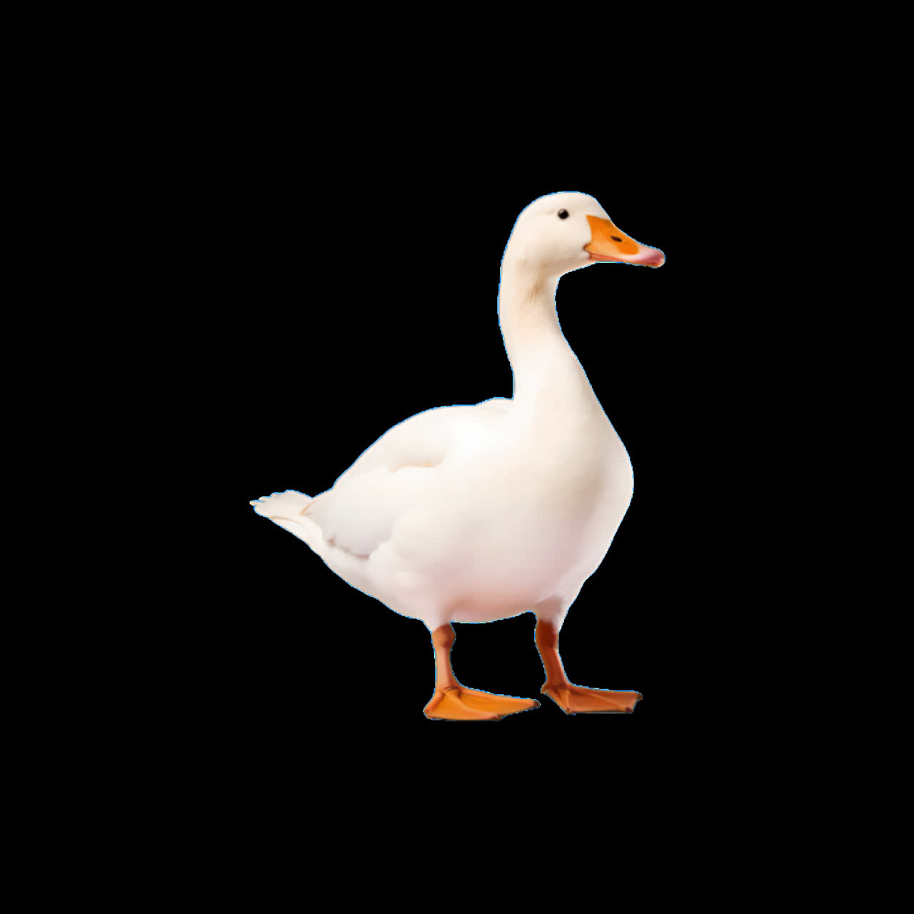 White duck animation isolated asset, transparent 4K video, alpha channel, ProRes 4444