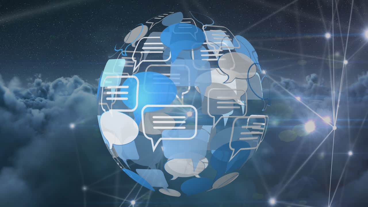 Message bubble icons and asymmetrical lines 4k