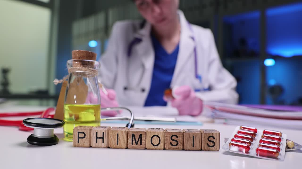 Medical concept of phimosis diagnosis and treatment
