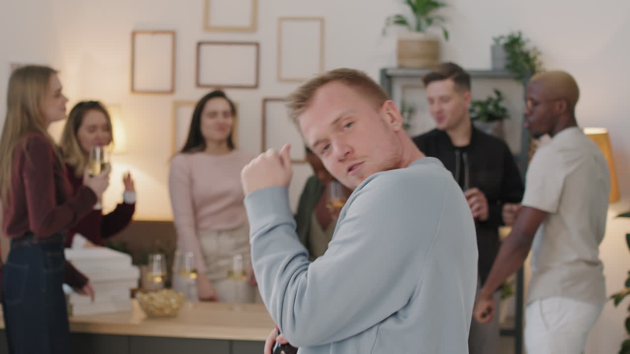 Tipsy Man Dancing at House Party