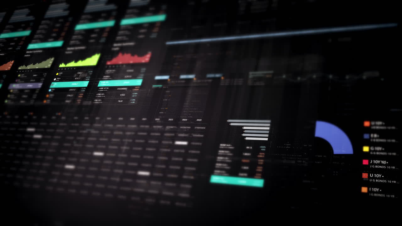 visuales de datos dinámicos para gráficos de información de negocios, gráficos animados e insights basados en datos para una maqueta de reunión de negocios. explore el mundo del comercio, las bolsas de valores y la criptografía