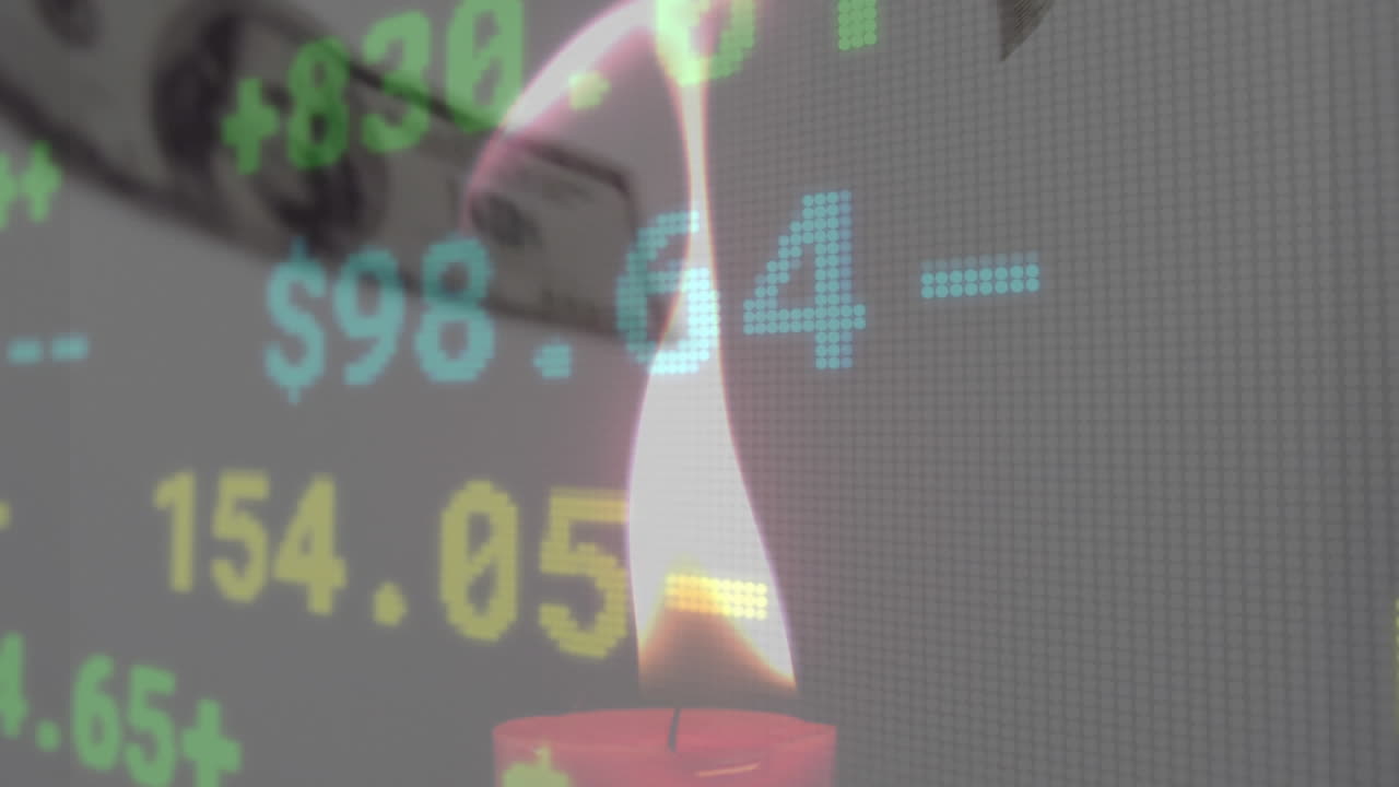 미국 달러에 대한 주식 시장 데이터 처리는 불타는  ⁇ 불 위에 떨어집니다.