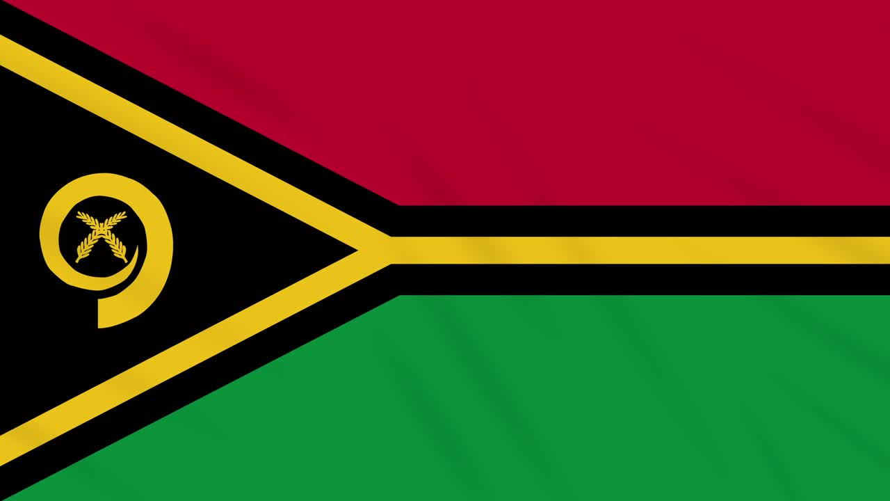 Bandiera di Vanuatu in tessuto che sventola, sfondo in loop.
