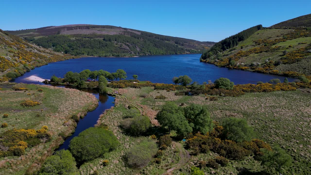 Green Valleys, Beautiful Landscapes, Blue Lakes, Picturesque Ireland, Lough Dan Lake in Wicklow