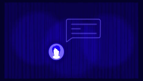 animación del icono de los medios y los puntos sobre fondo azul