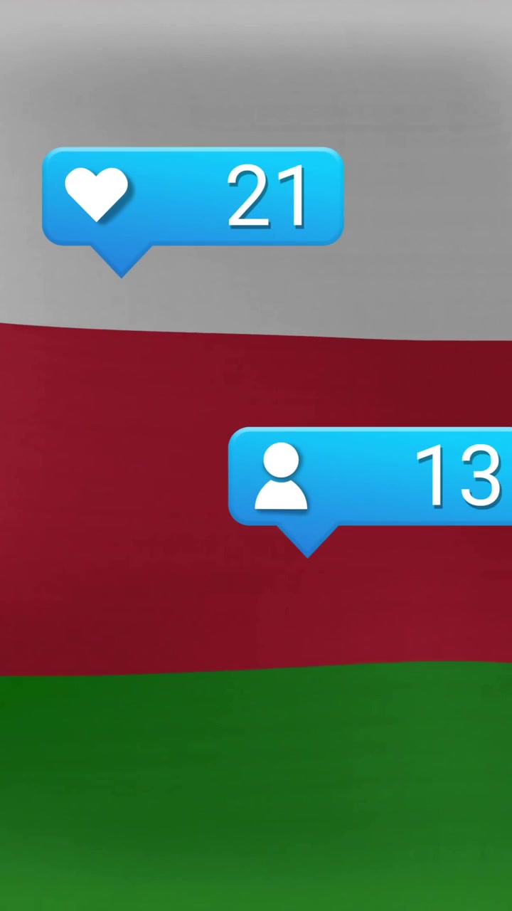 Oman flag with animation of social media notifications in blue bubbles