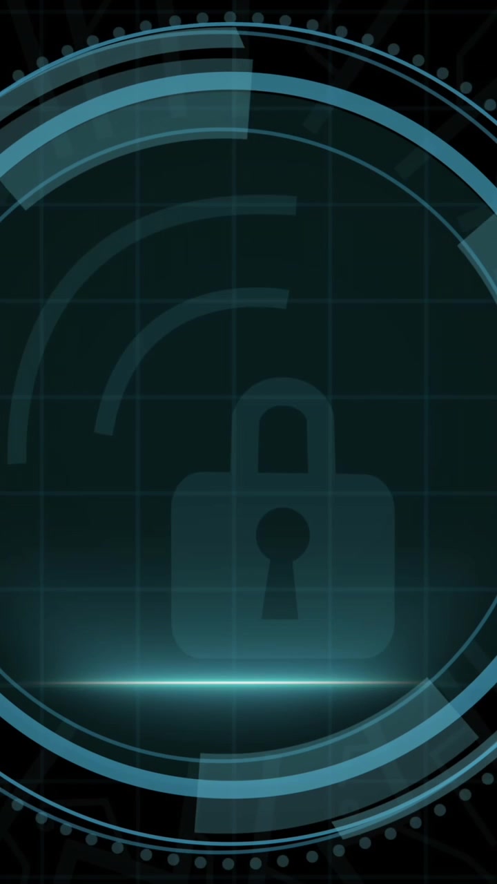 Animation of padlock digital icon and data processing over black background