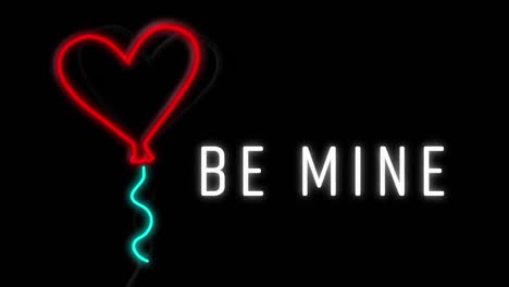 animation of be mine in neon on black background