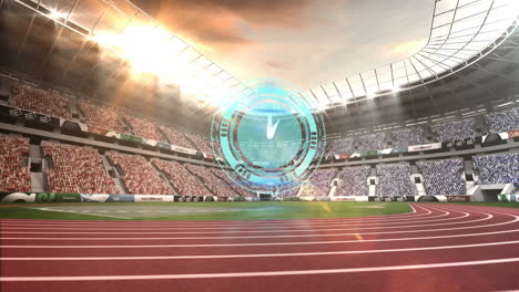 animation of clock moving fast over sports stadium