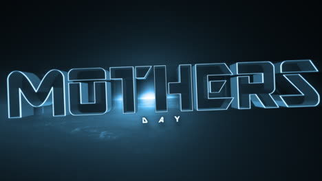 futuristic glowing blue mothers day text shines against dark background