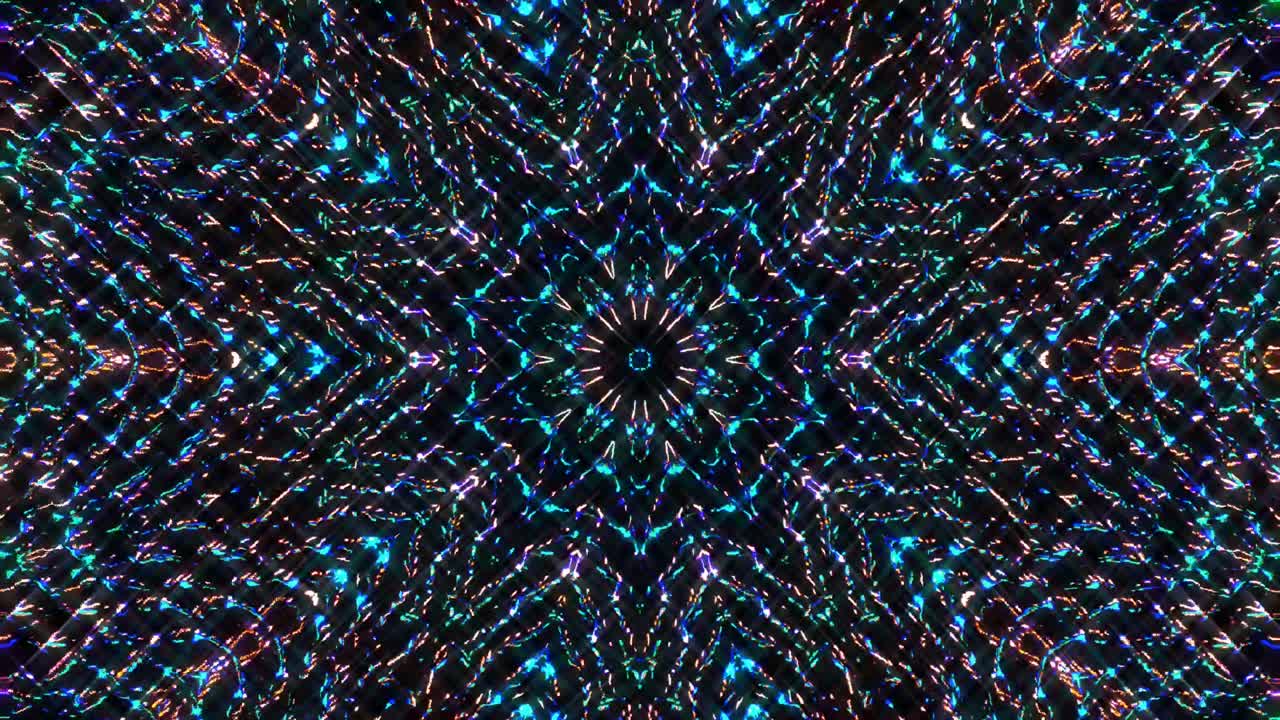 Hermoso caleidoscopio abstracto que brilla, una luz radiante que regula los movimientos sutiles