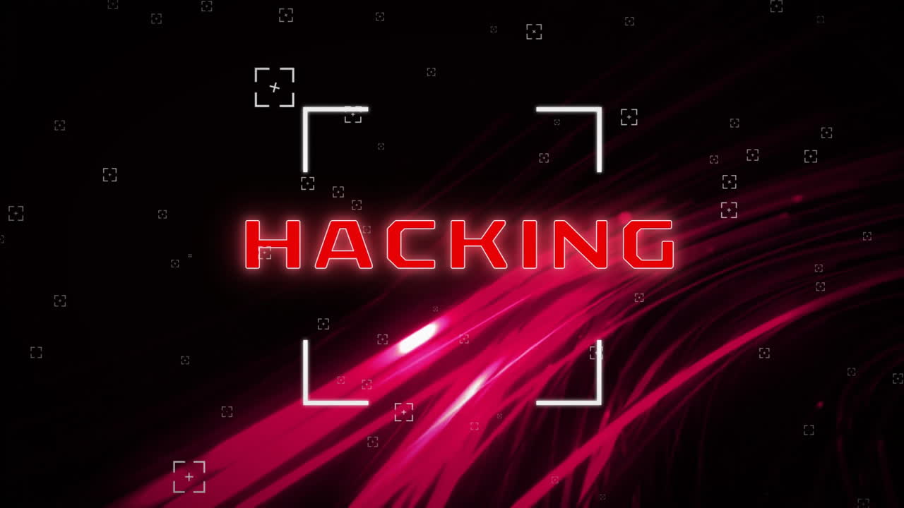 Animation of digital data processing over hacking text