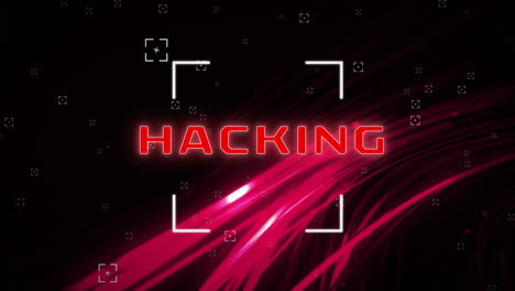 animación del procesamiento de datos digitales sobre el texto de hacking
