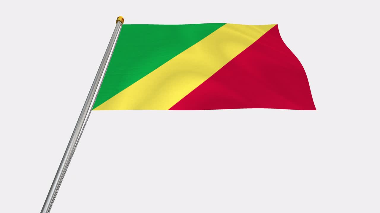 vídeo en bucle de la bandera de la república del congo revoloteando en el viento, vídeo en cámara lenta de 4k, con canal alfa