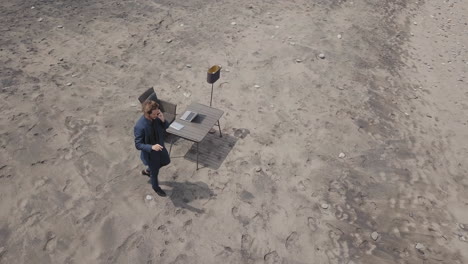 businesslike man working outdoors in tropics