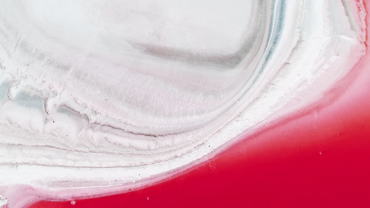 Aerial View of a Pink Salt Lake