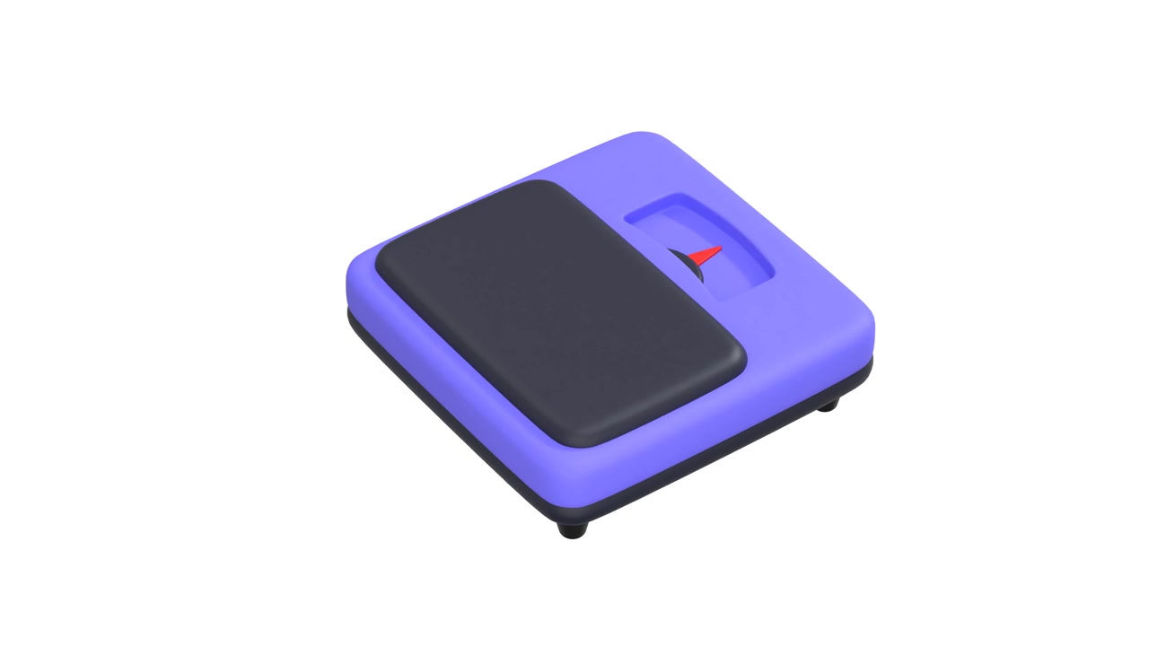 3D Animation of a Purple Bathroom Scale Rotating on White Background