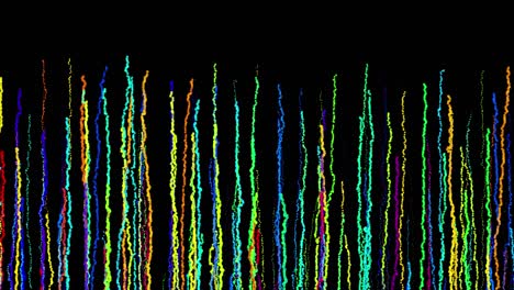 abstract creative looped bg with curled lines like trails of different colors. lines form swirling pattern like curle noise. abstract 3d looping flowing animation as bright creative festive background
