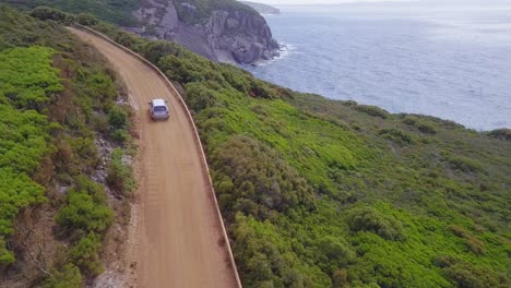 car driving on the australian road along coast through the outback road