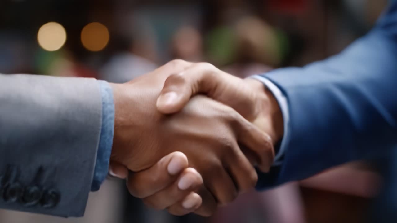 A Meaningful Handshake Symbolizing Agreement, Cooperation, and Connection Between Two Individuals in a Professional Setting