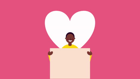 afro-mann mit valentinstag banner charakter