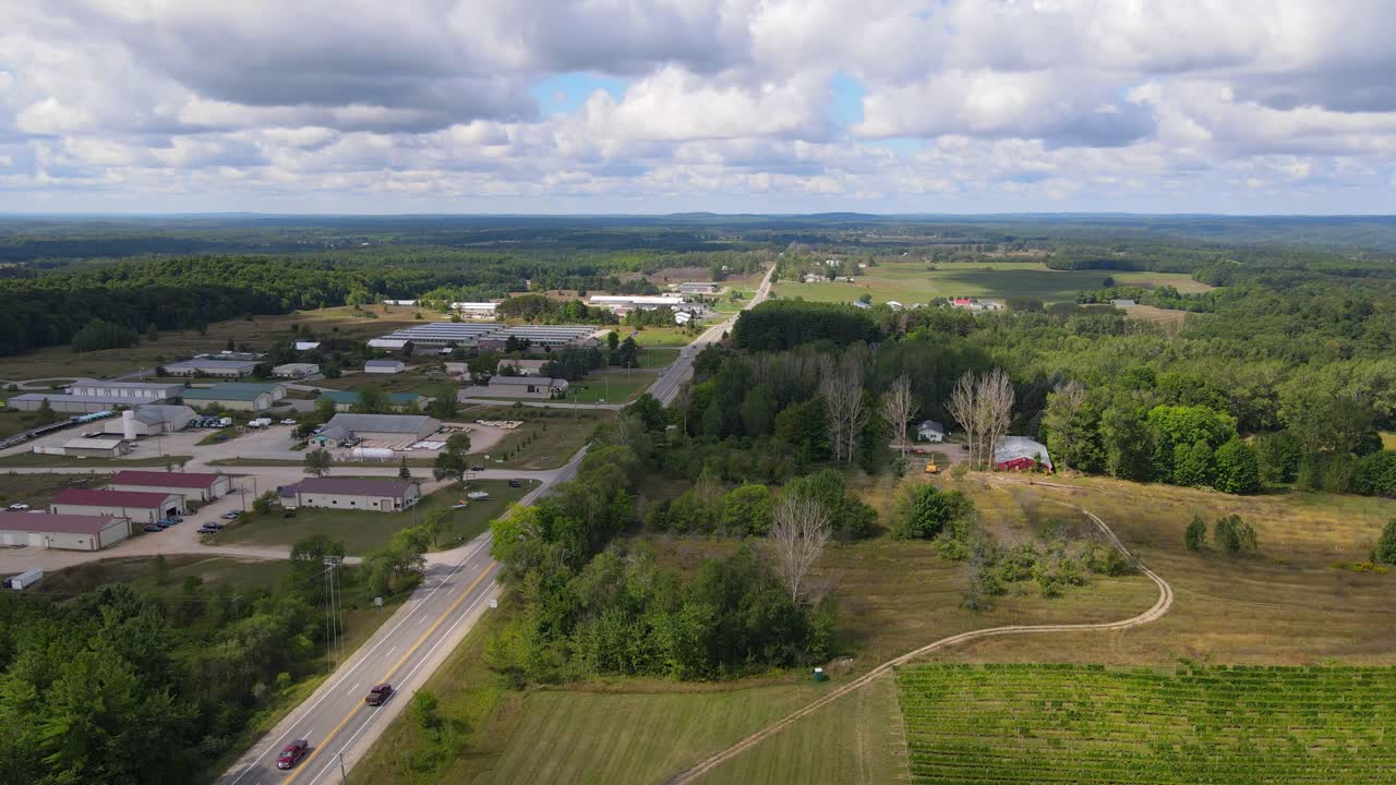 Countryside landscape of Michigan, USA, aerial drone view