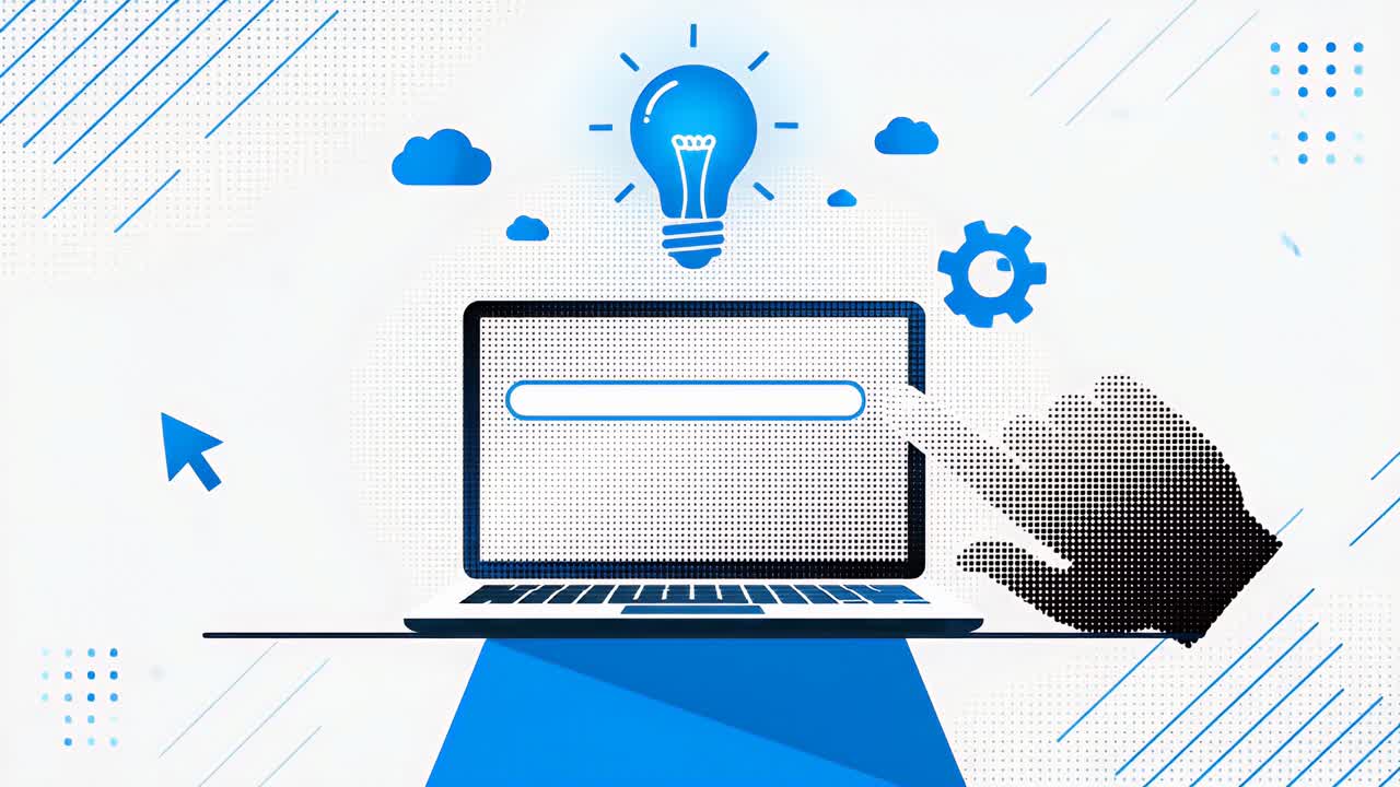 Searching for Creative Business Ideas and Innovative Solutions Online with Laptop