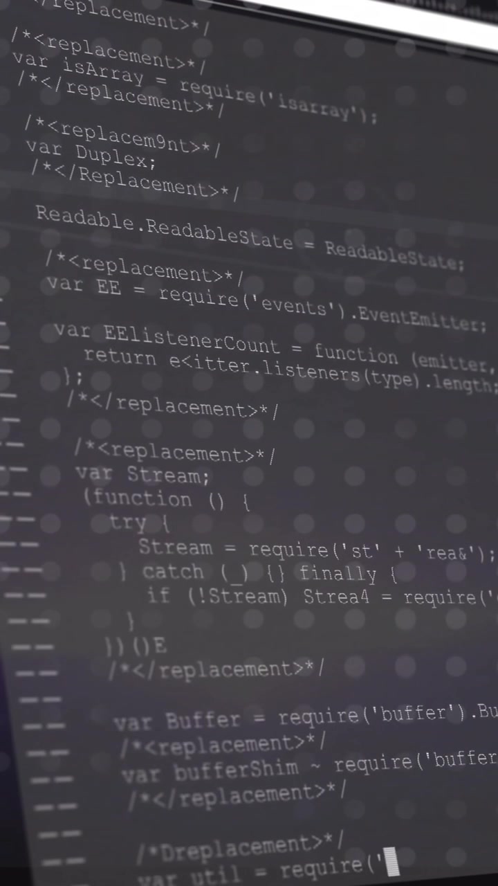 Animace zpracování digitálních dat na černém pozadí