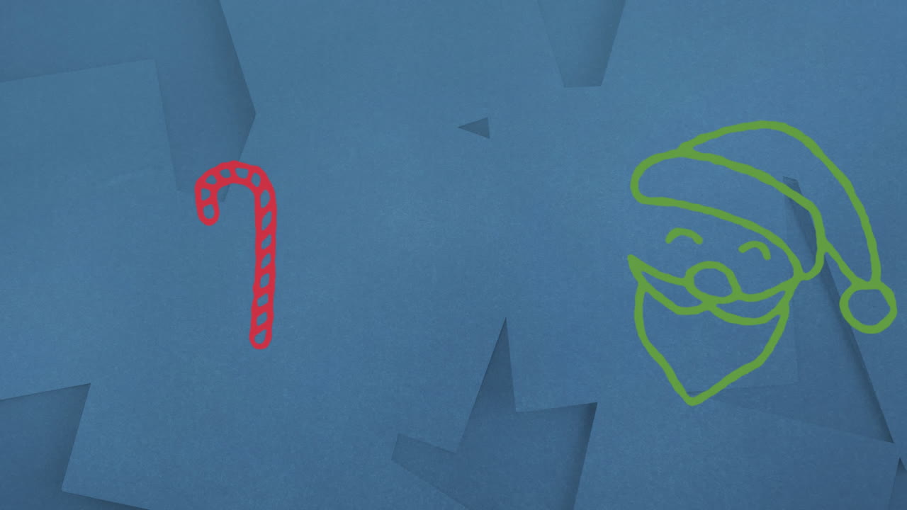 Animation of hand drawing candy cane and santa