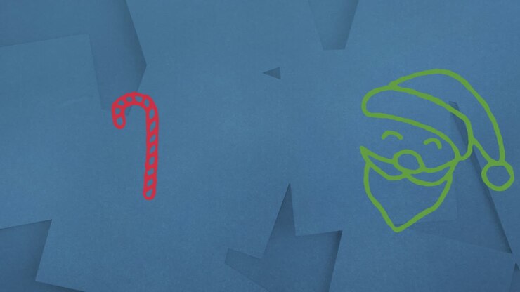 Animation of hand drawing candy cane and santa