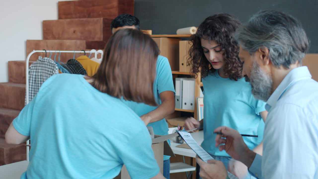 Volunteers Sorting Donations