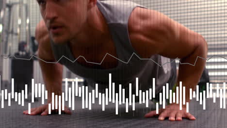 animation of caucasian strong fit man exercising data processing