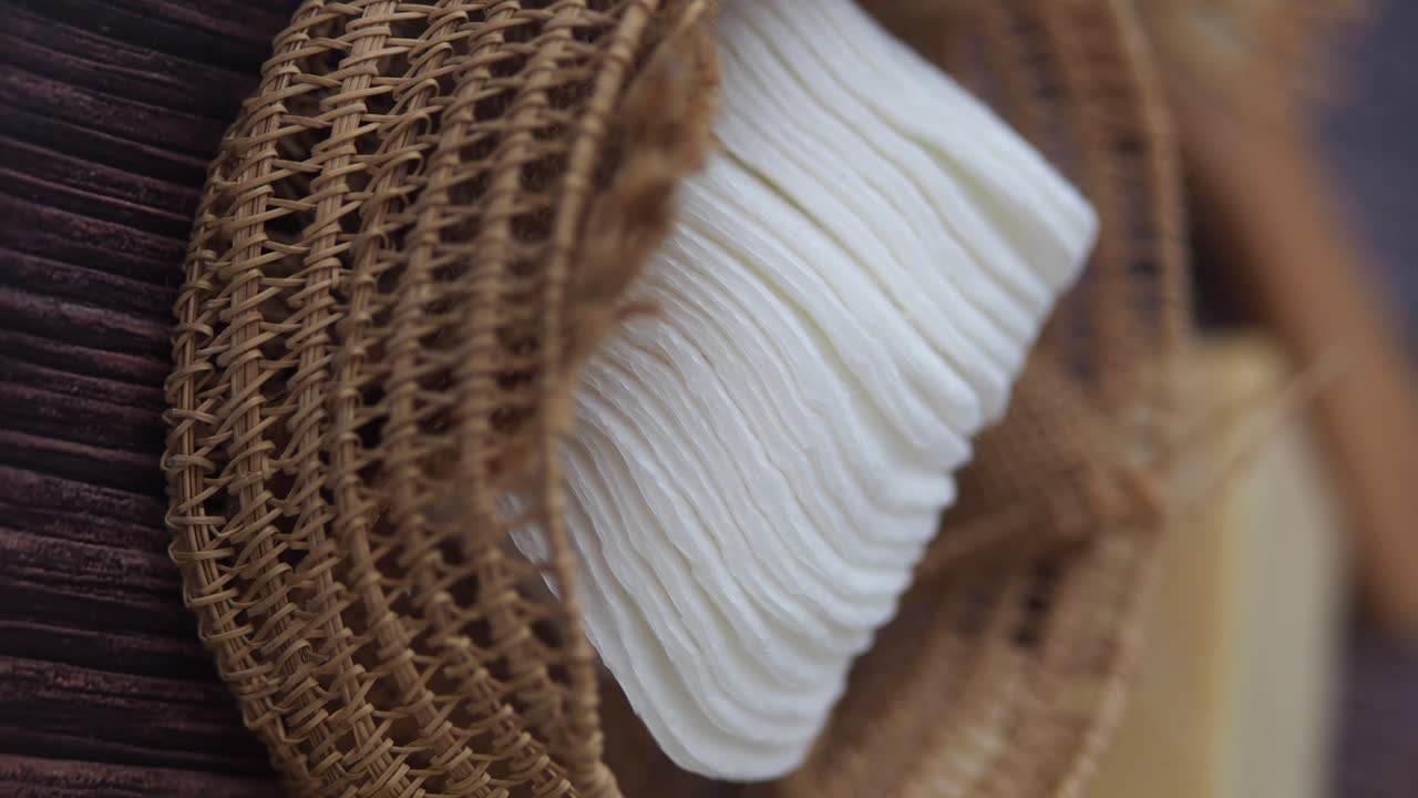 Cotton Pads in Woven Basket