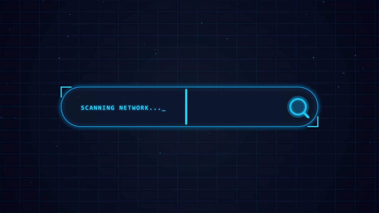 Digital Search Bar Interface Scanning Network Text Animation