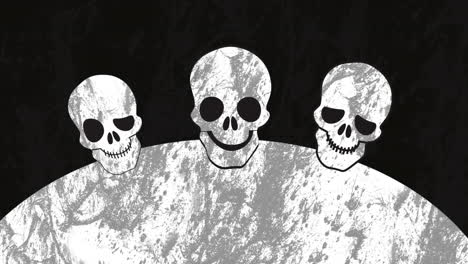 digital animation of three skull icons over grey banner with copy space on black background