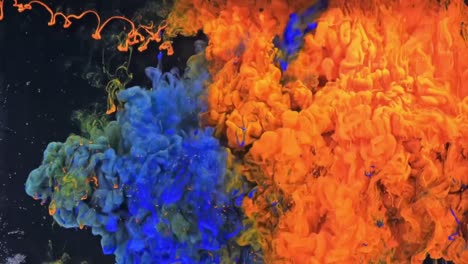 abstract animation of color mixing of orange and blue color