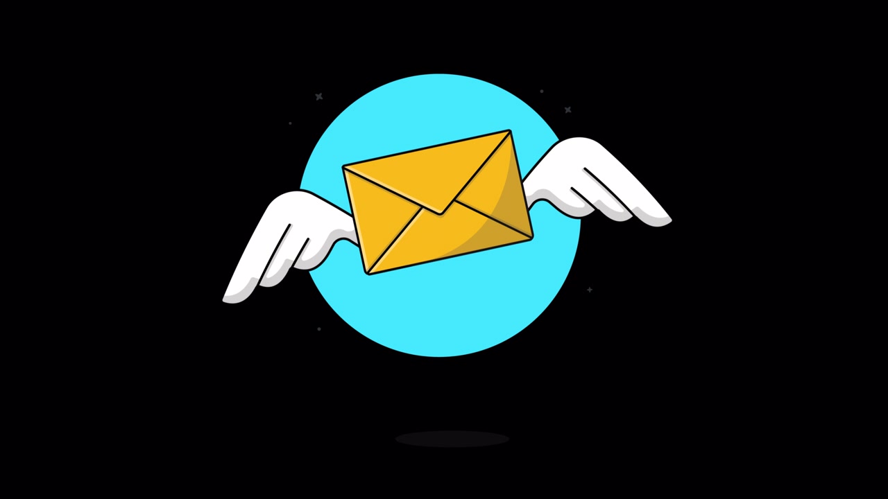 Animeret tegneseriekonvolut med flyvende vinger