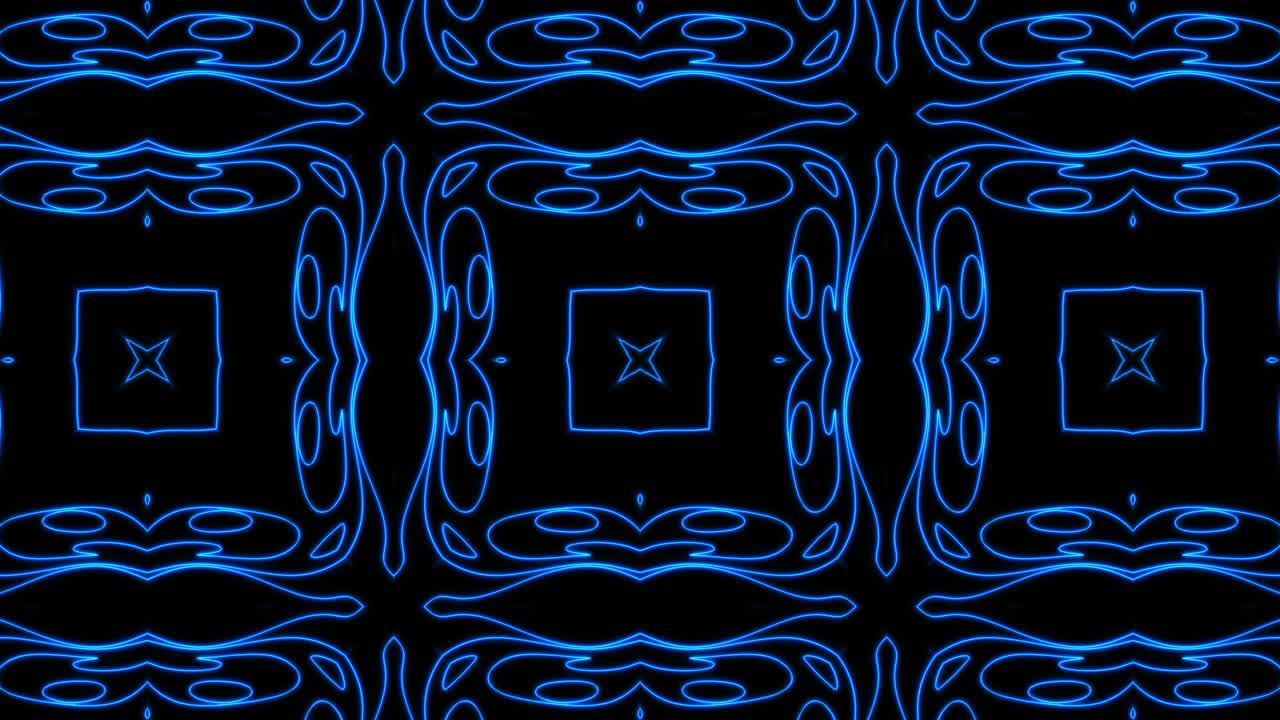 Abstract blue geometric seamless pattern background. Abstract Stripes Kaleidoscope Loop. Fast Psychedelic Colorful Kaleidoscope VJ background. Disco Abstract Motion Background. Kaleidoscope effect