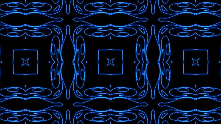 Fundo abstrato de padrão geométrico azul sem costura. Loop de Caleidoscópio de Listras Abstratas. Fundo VJ de Caleidoscópio Colorido Psicodélico Rápido. Fundo de Movimento Abstrato Disco. Efeito caleidoscópio