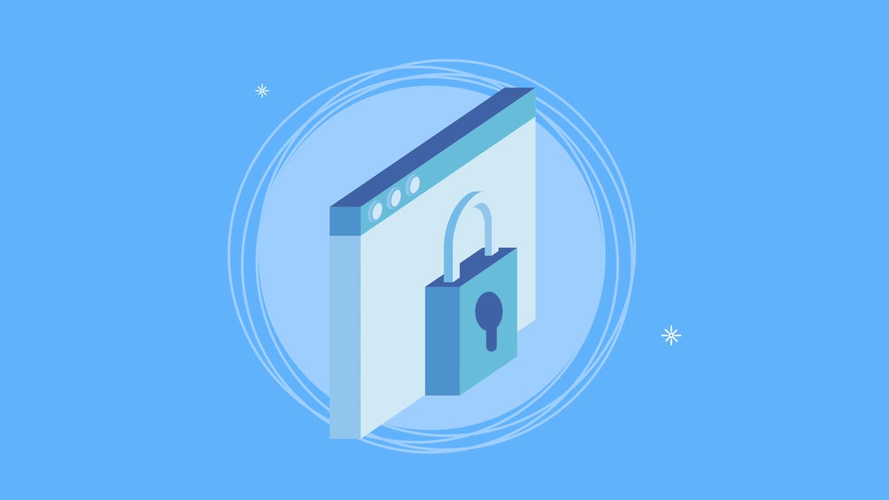 plantilla de página web isométrica con animación de candado