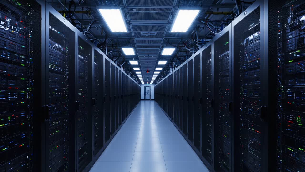 Exploring the Interior of a Modern Data Center: A Visual Study of Server Racks and Advanced Hardware in a Sophisticated and Efficient Computing Environment